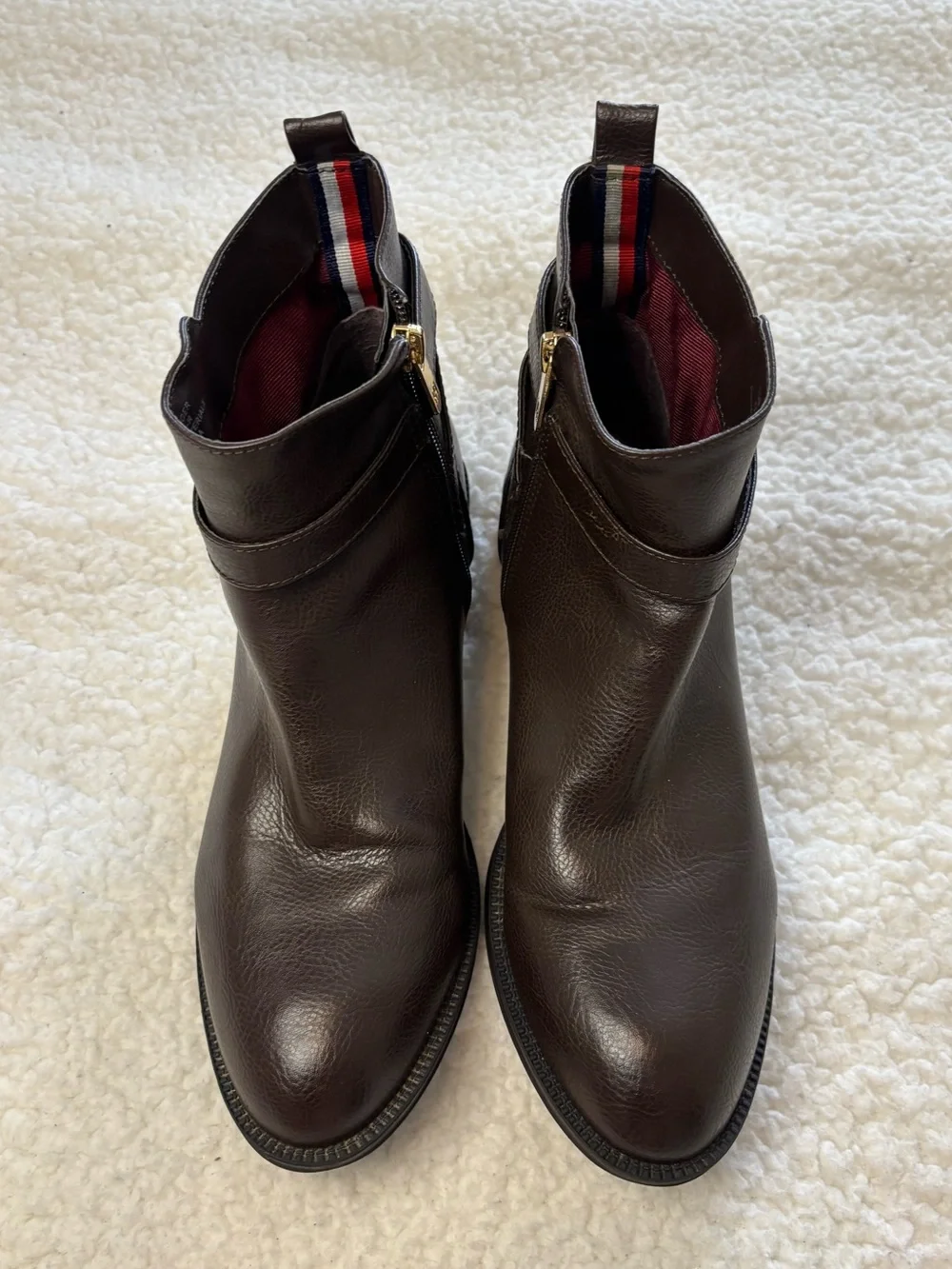 Tommy Hilfiger Women Dark Brown Faux Leather Ankle Boots